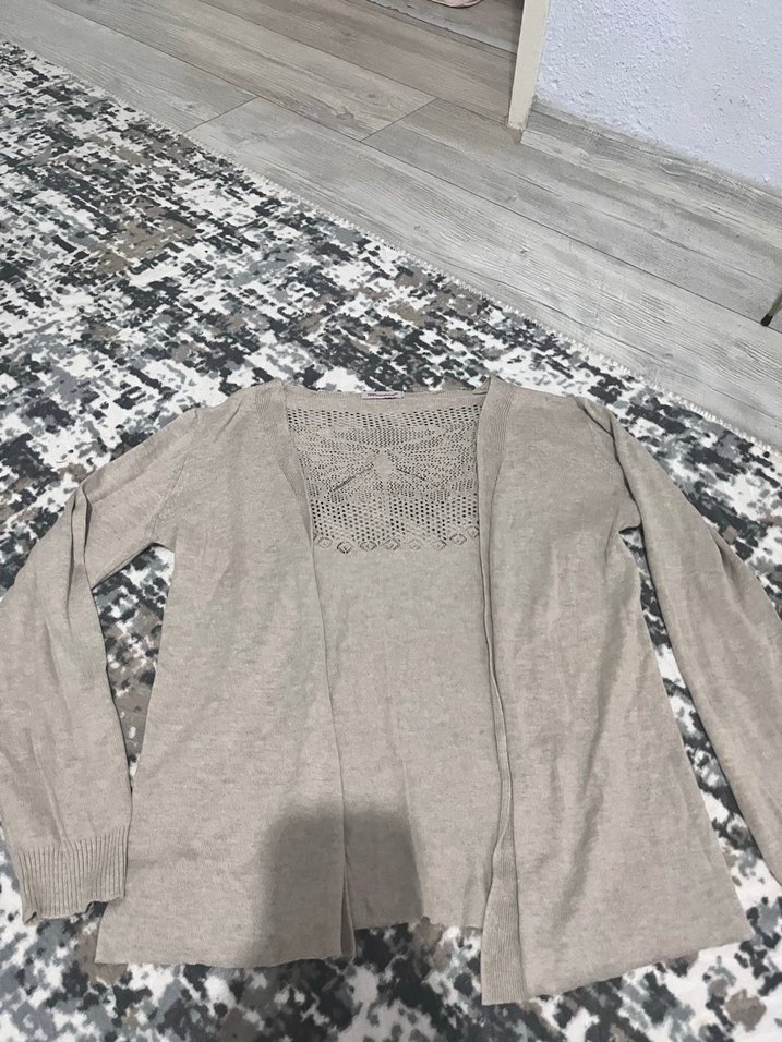 Bohem Gri Örgü Kadın Hırka - Görsel 3