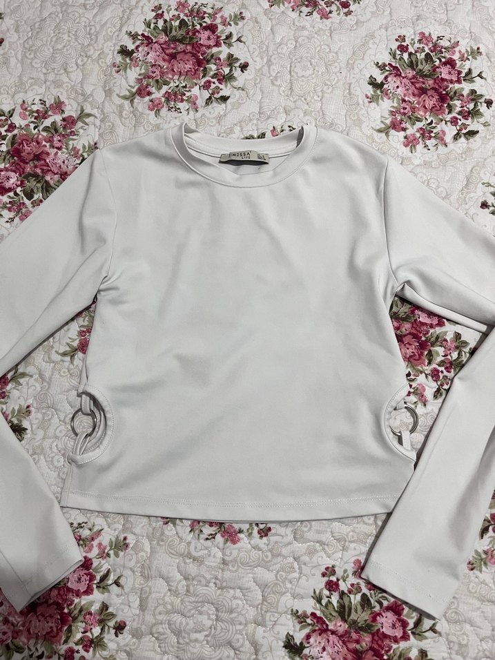 Detaylı Beyaz Uzun Kollu Kız Bluzu - Görsel 2