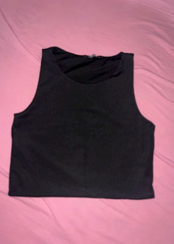 Siyah Kadın Kolsuz Crop Top
