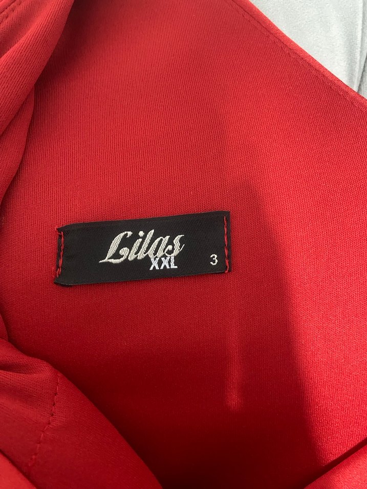 Kırmızı Drapeli Uzun Abiye Elbise - Görsel 4