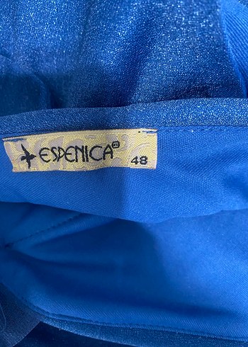 Uzun, V Yakalı, Drapeli Parlak Mavi Abiye - Görsel 3