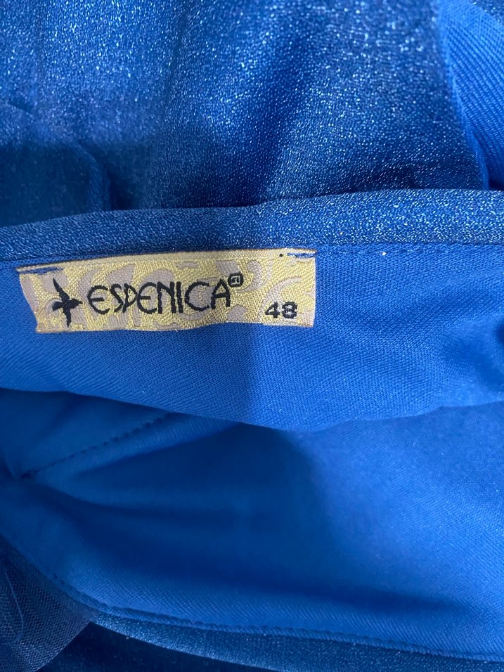 Uzun, V Yakalı, Drapeli Parlak Mavi Abiye - Görsel 3