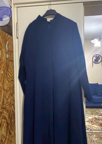 Uzun Kollu Payet İşlemeli Lacivert Abiye Elbise - Görsel 3