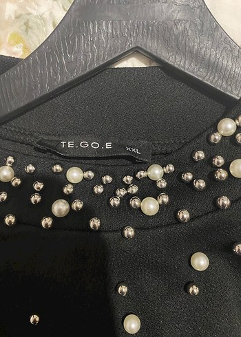 İnci Detaylı Siyah Uzun Kollu Abiye Elbise - Görsel 3