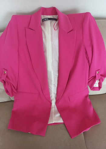 Pembe Düğmeli Kadın Blazer Ceket - Görsel 9