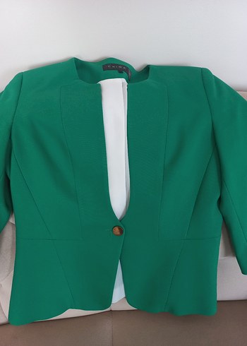 Düğmeli Yeşil Kadın Blazer Ceket - Görsel 10