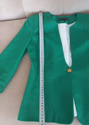 Düğmeli Yeşil Kadın Blazer Ceket - Görsel 3