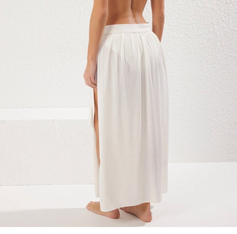 Ekru bağlamalı dokuma plaj pareo - trendyolmilla - Görsel 3