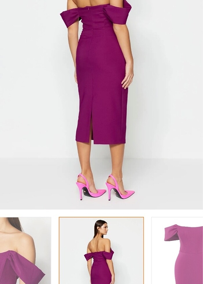 Trendyol Mor Detaylı Abiye Gece Elbisesi - Görsel 3