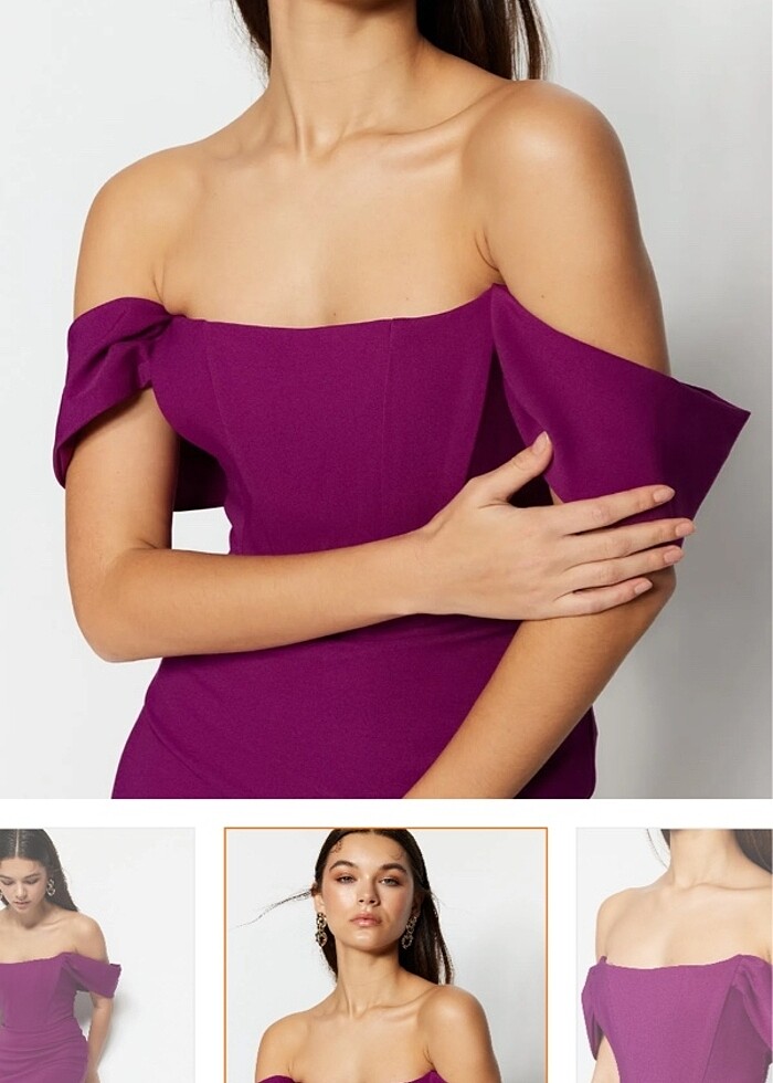 Trendyol Mor Detaylı Abiye Gece Elbisesi - Görsel 2