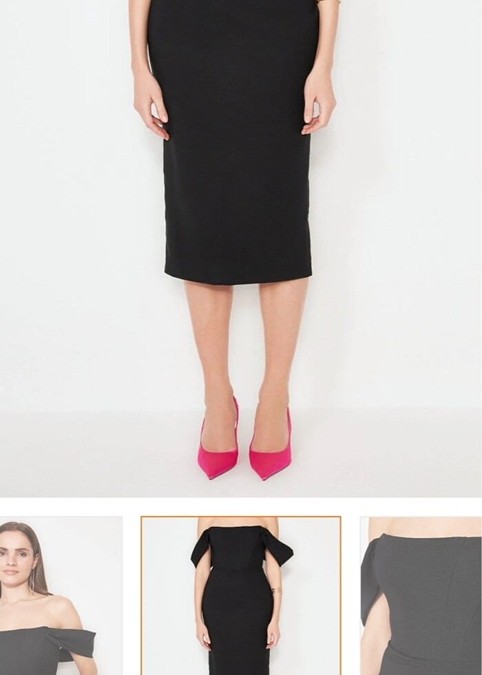 Trendyolmilla Siyah Midi Elbise - Görsel 3