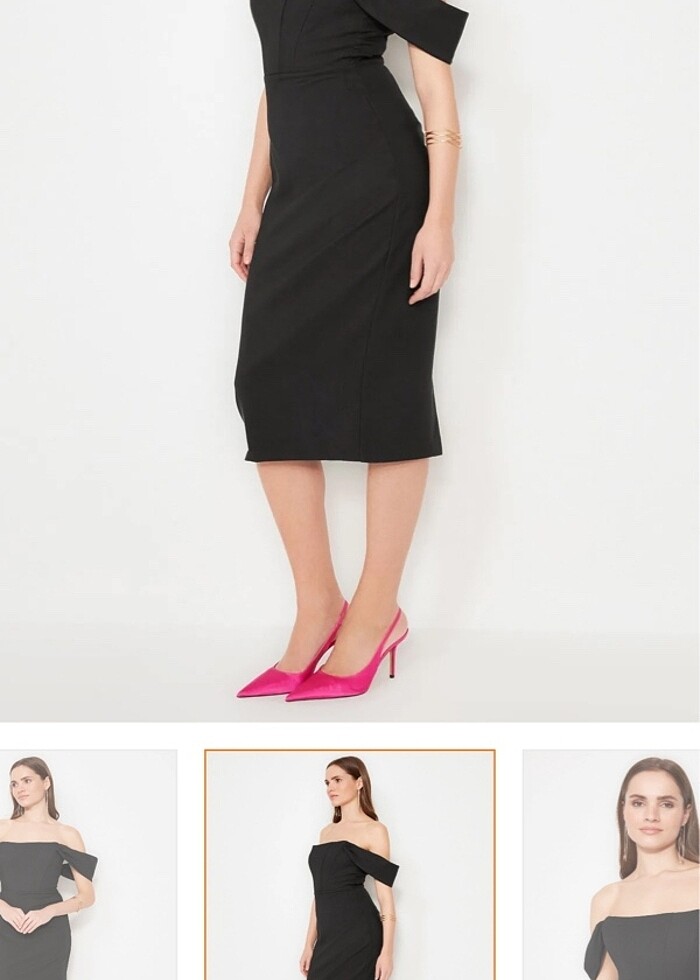 Trendyolmilla Siyah Midi Elbise - Görsel 2