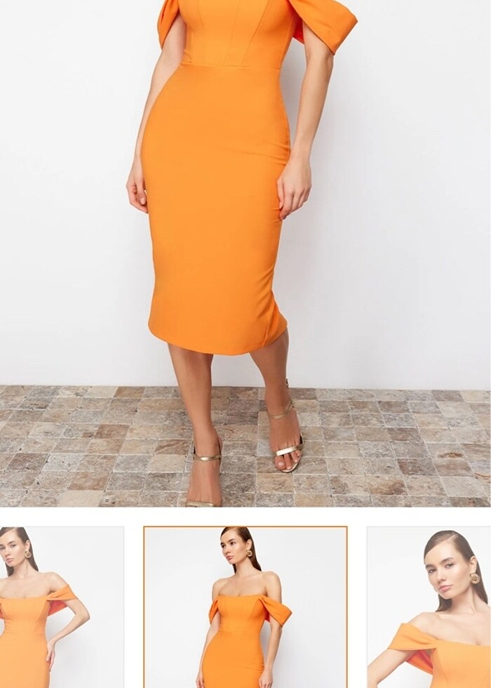 Trendyolmilla turuncu elbise - Görsel 2