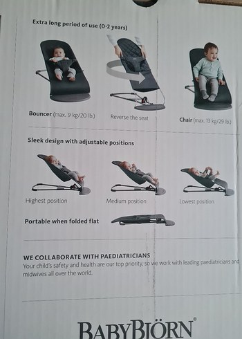 BabyBjörn Bouncer Bliss Bebek Ana Kucağı Siyah - Görsel 3