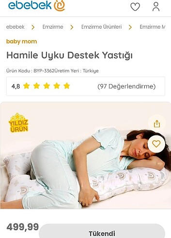 HAMİLE DESTEK UYKU YASTIĞI