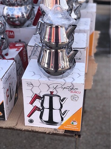 Beden gri Renk Papatyam Burcu mini çaydanlık