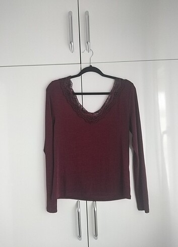 Bordo dantelli bluz