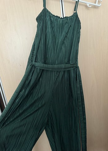 Yeşil Straplez Pilili tulum - Görsel 2