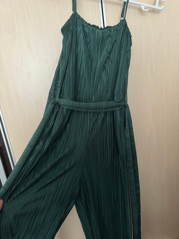 Yeşil Straplez Pilili tulum - Görsel 2