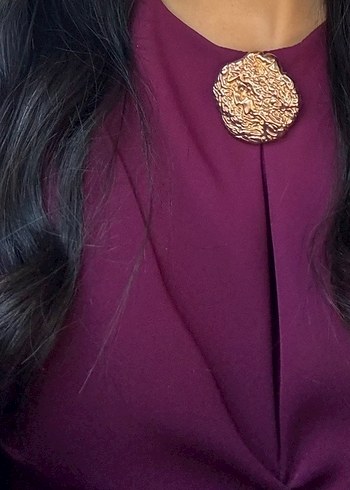 Mor Uzun Kollu Drapeli Kadın Elbise - Görsel 2