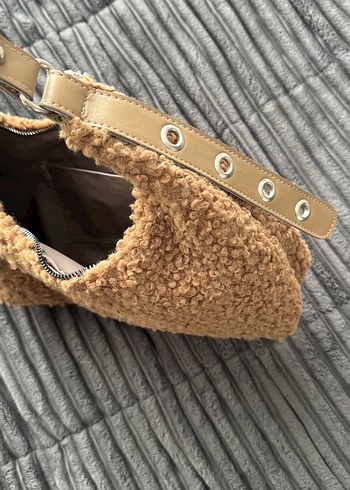 Bej Peluş Kadın Omuz Çantası - Görsel 2