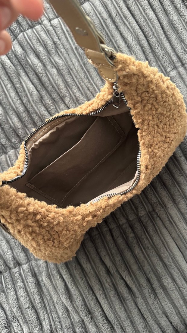 Bej Peluş Kadın Omuz Çantası - Görsel 3