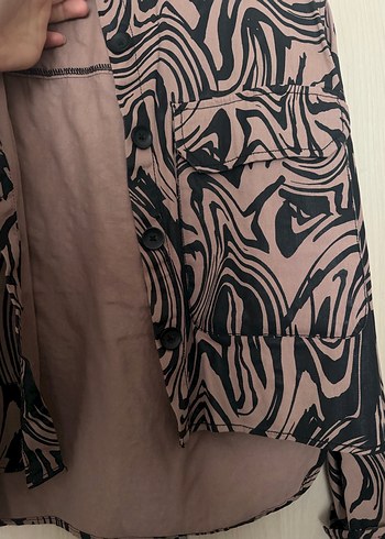 Kadın Kahverengi Batik Desenli Gömlek ceket - Görsel 2