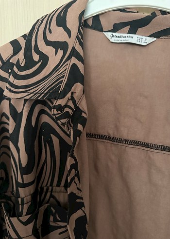 Kadın Kahverengi Batik Desenli Gömlek ceket - Görsel 3