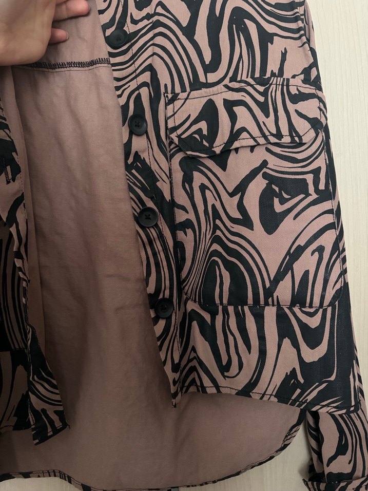 Kadın Kahverengi Batik Desenli Gömlek ceket - Görsel 2