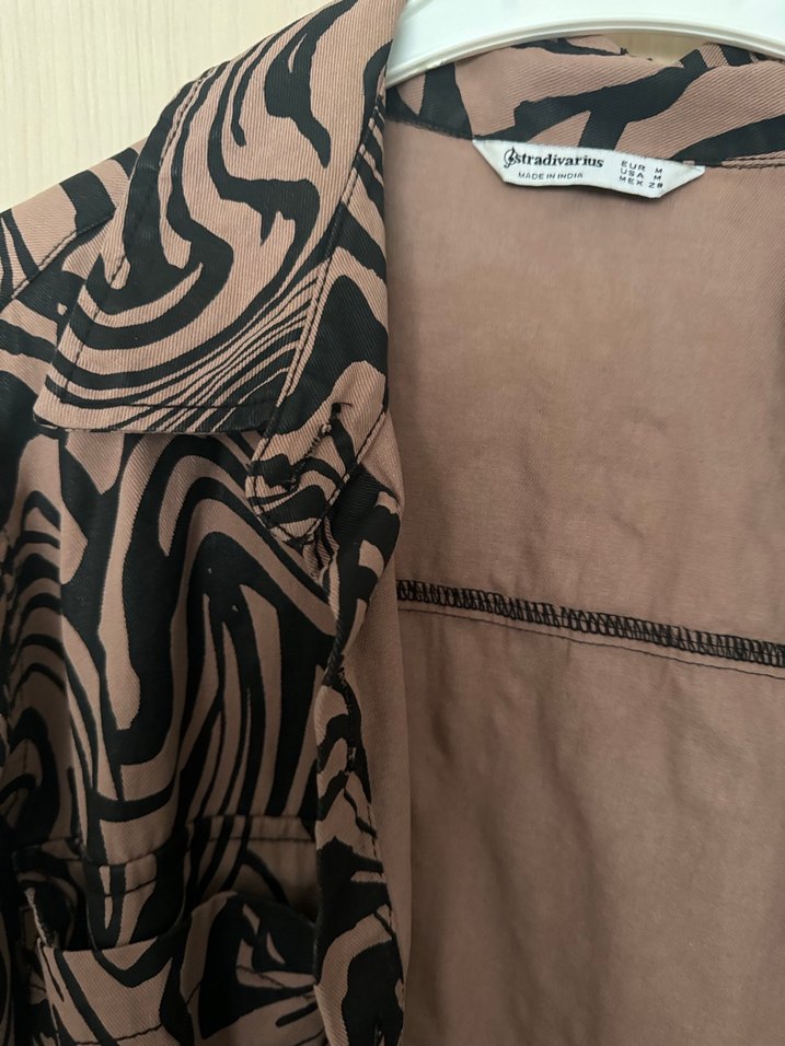 Kadın Kahverengi Batik Desenli Gömlek ceket - Görsel 3