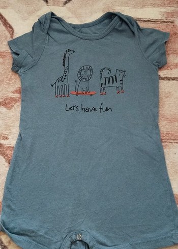 Gri Kısa Kollu Bebek Tulum - Görsel 2