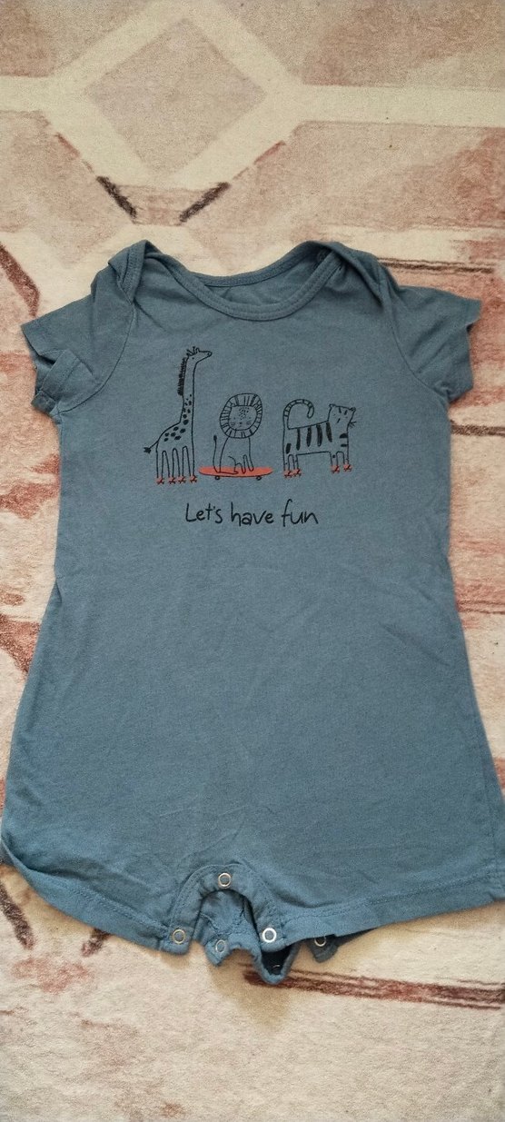 Gri Kısa Kollu Bebek Tulum - Görsel 2