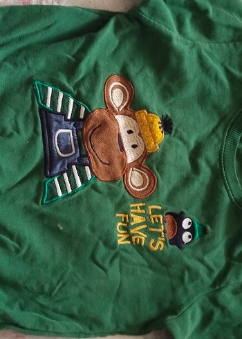 Renkli Erkek Çocuk Düğmeli Yeşil Kazak - Görsel 4