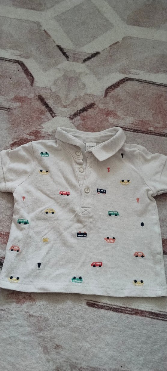 Erkek Çocuk Baskılı Beyaz Polo Tişört - Görsel 3