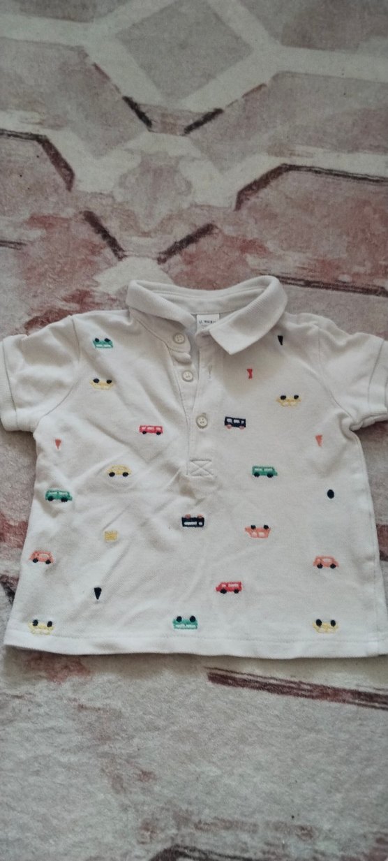 Erkek Çocuk Baskılı Beyaz Polo Tişört - Görsel 2