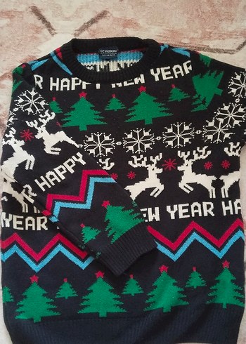 Renkli Desenli Kadın Triko Kazak - Görsel 2