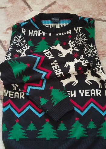 Renkli Desenli Kadın Triko Kazak - Görsel 4