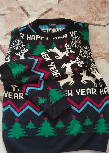 Renkli Desenli Kadın Triko Kazak - Görsel 3