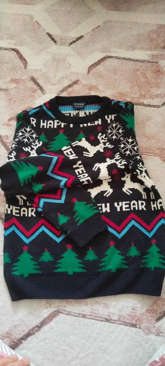 Renkli Desenli Kadın Triko Kazak - Görsel 3