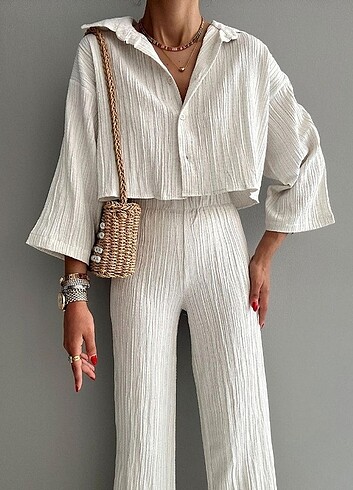 Zara YAZLİK KIRIŞIK DESENLİ GÖMLEK PANTOLON TAKİMİ