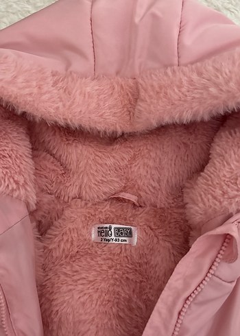 Kürklü Kapüşonlu Pembe Kız Çocuk Mont - Görsel 3
