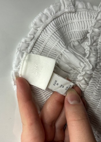 H&m Beyaz Fırfırlı Keten Bluz - Görsel 3