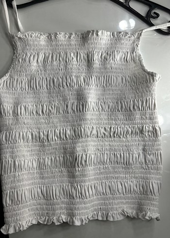 H&m Beyaz Fırfırlı Keten Bluz - Görsel 4