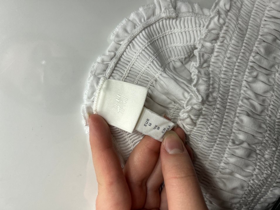 H&m Beyaz Fırfırlı Keten Bluz - Görsel 3