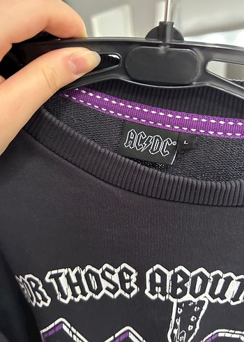 AC/DC Baskılı Mor Siyah Sweatshirt - Görsel 3