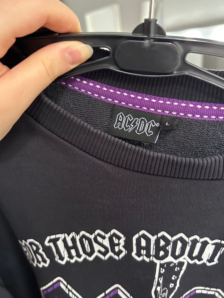 AC/DC Baskılı Mor Siyah Sweatshirt - Görsel 3