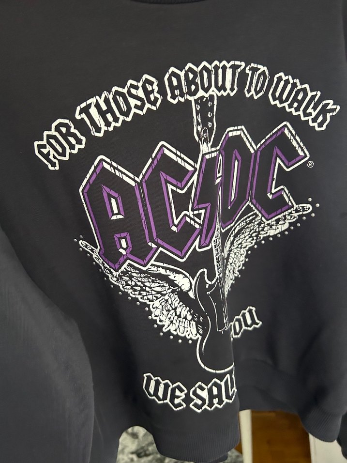 AC/DC Baskılı Mor Siyah Sweatshirt - Görsel 2
