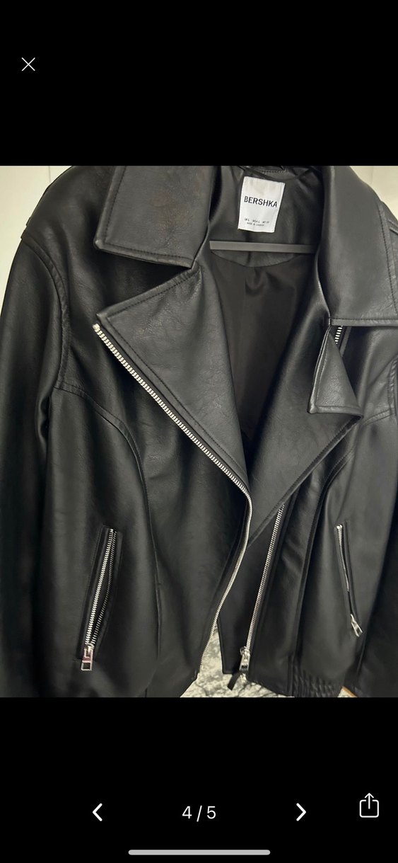 Bershka Siyah Deri Biker Ceket - Görsel 4