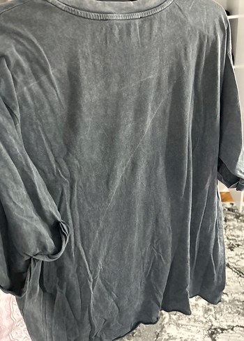 Bershka Gri Baskılı Kısa Kollu Kadın Tişört - Görsel 4