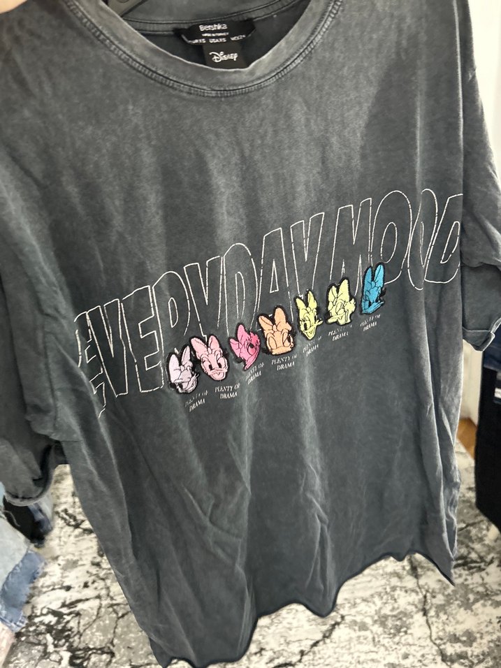 Bershka Gri Baskılı Kısa Kollu Kadın Tişört - Görsel 3